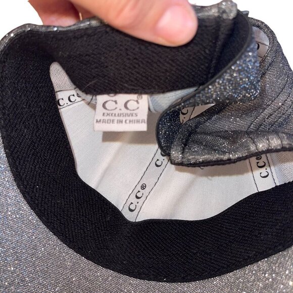 C C Womens Hats One Size Gray Metallic Extremely Comfy Fit Ponytail - Picture 7 of 9